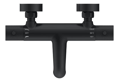 Ribbd thermostatische badmengkraan hartafstand 15 cm mat zwart - WDtegels