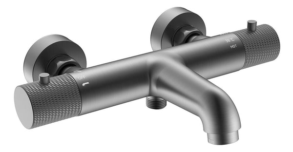 Ribbd thermostatische badmengkraan | 15 cm | Gunmetal PVD
