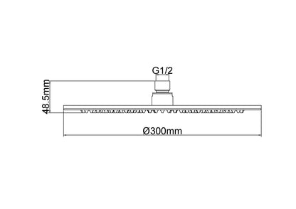 Caral hoofddouche 30 cm messing 8719956083594
