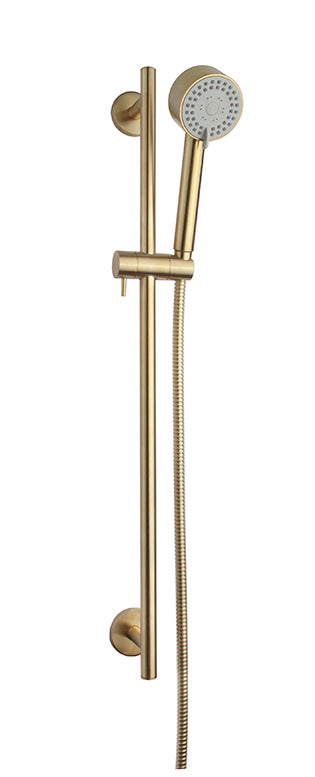 Wiesbaden Cadans luxe glijstangset compleet geborsteld messing | 75cm