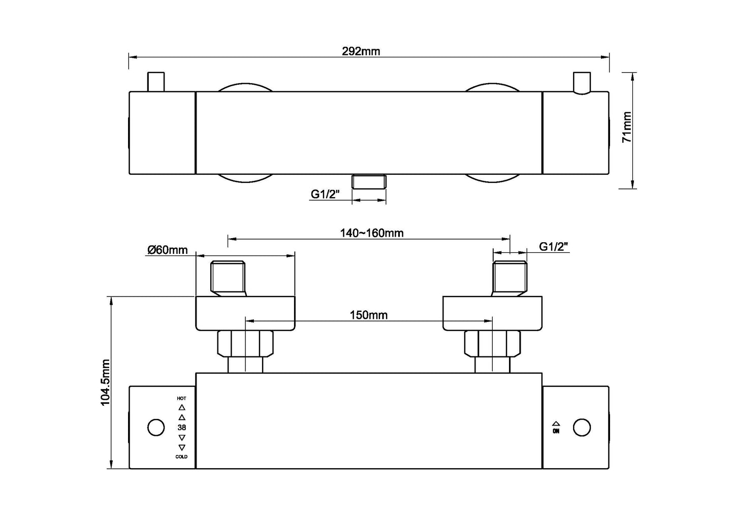 Caral cool touch thermostatische douchemengkraan 15 cm messing 8719956083662