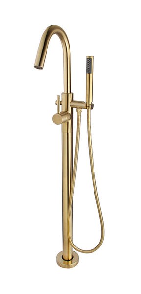 Wiesbaden Caral freestanding bath mixer tap completely brushed brass
