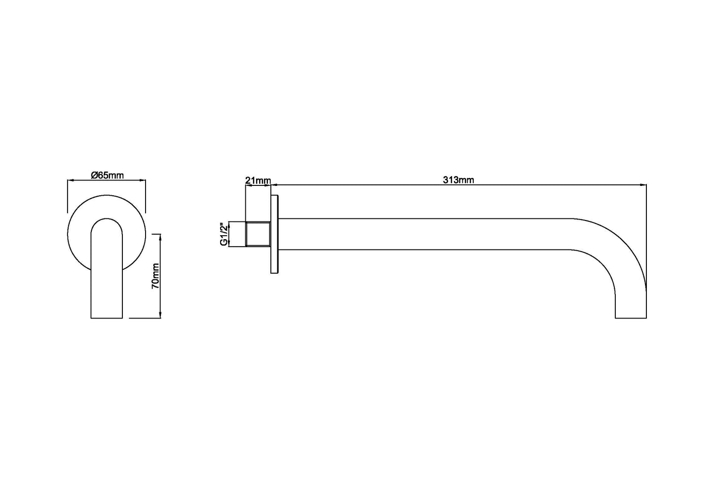 Wiesbaden inbouw-uitloop rond 30cm 1/2'' geborsteld messing - WDtegels