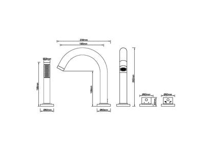 Caral afbouwdeel badrandthermostaat 4-gats | Geborsteld messing PVD - WDtegels
