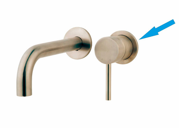 Grifo monomando para lavabo Caral con roseta de 65 mm en acero cepillado PVD