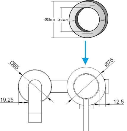 Caral rozet kraangedeelte eenhendel wastafelkraan 75mm chroom - WDtegels
