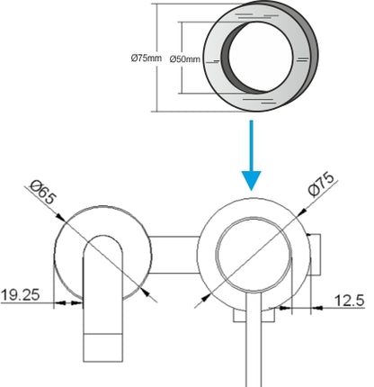 Caral rozet kraangedeelte eenhendel wastafelkraan 75mm chroom - WDtegels