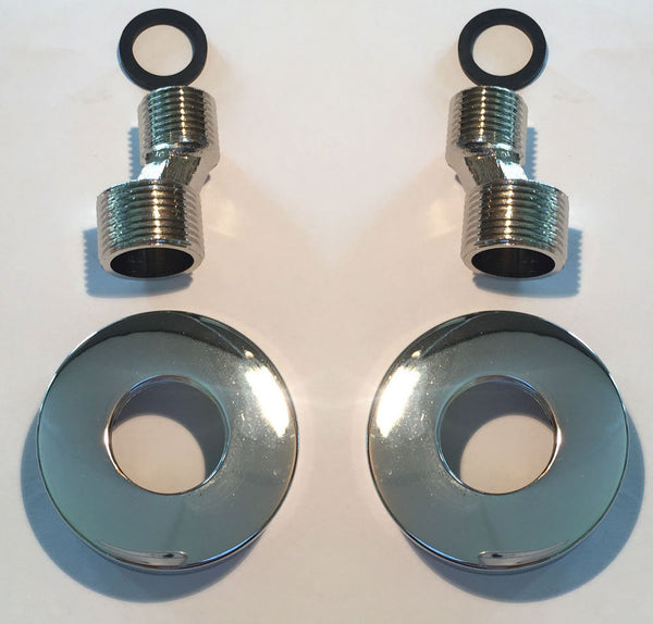 Rio set of S-couplings with rosette for tap 15 cm 1/2" x 3/4" chrome