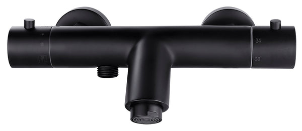 Rio thermostatic bath mixer tap 15 cm matt black