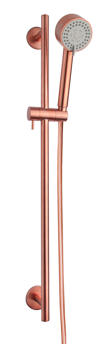 Conjunto de barra deslizante UniMatch Cadans completo con teleducha de 3 posiciones | 75cm - Ø8 cm | Cobre cepillado