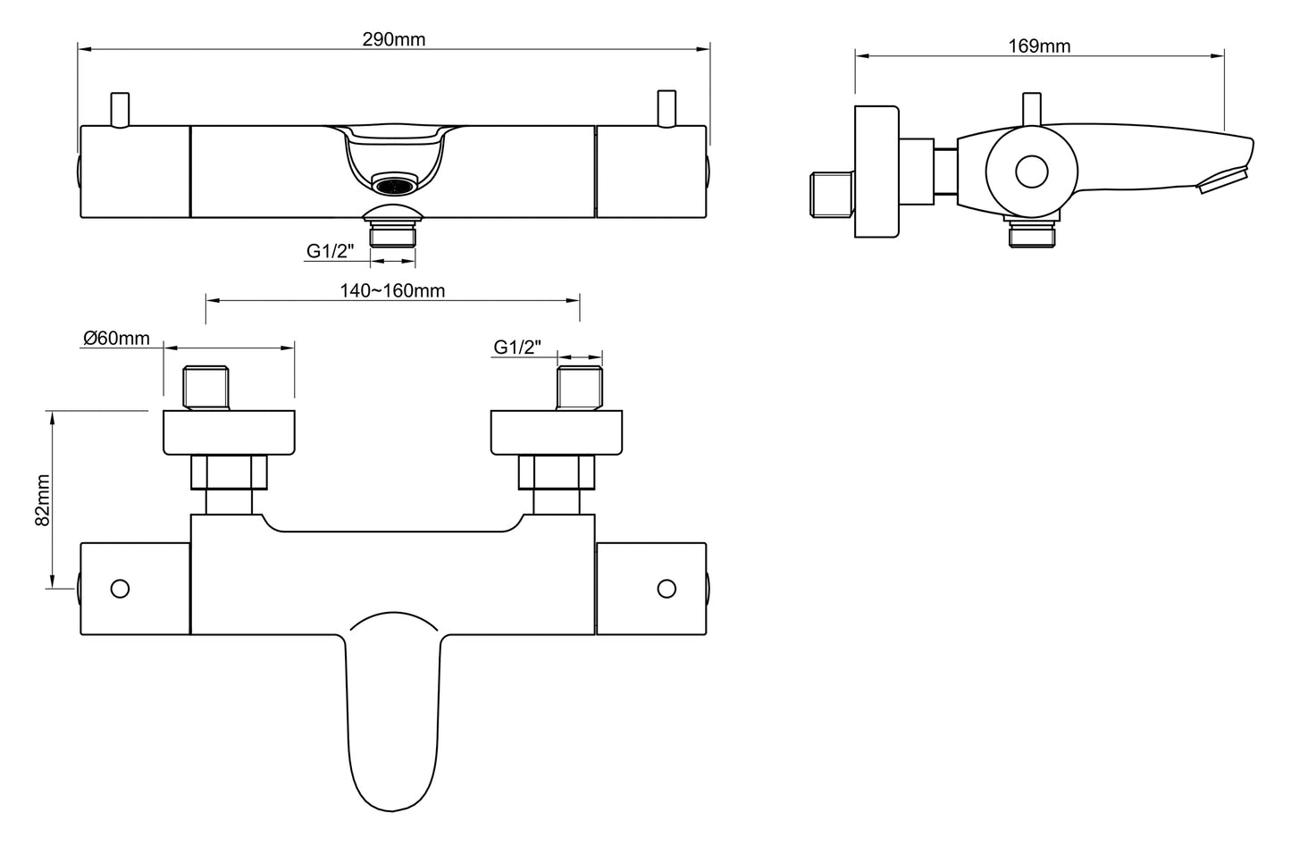 Caral thermostatische badmengkraan | Geborsteld brons koper PVD - WDtegels