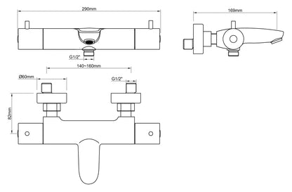 Caral thermostatische badmengkraan | Geborsteld brons koper PVD - WDtegels
