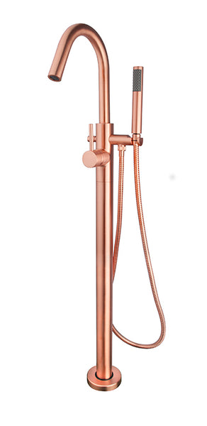Wiesbaden Caral freestanding bath mixer tap completely brushed copper