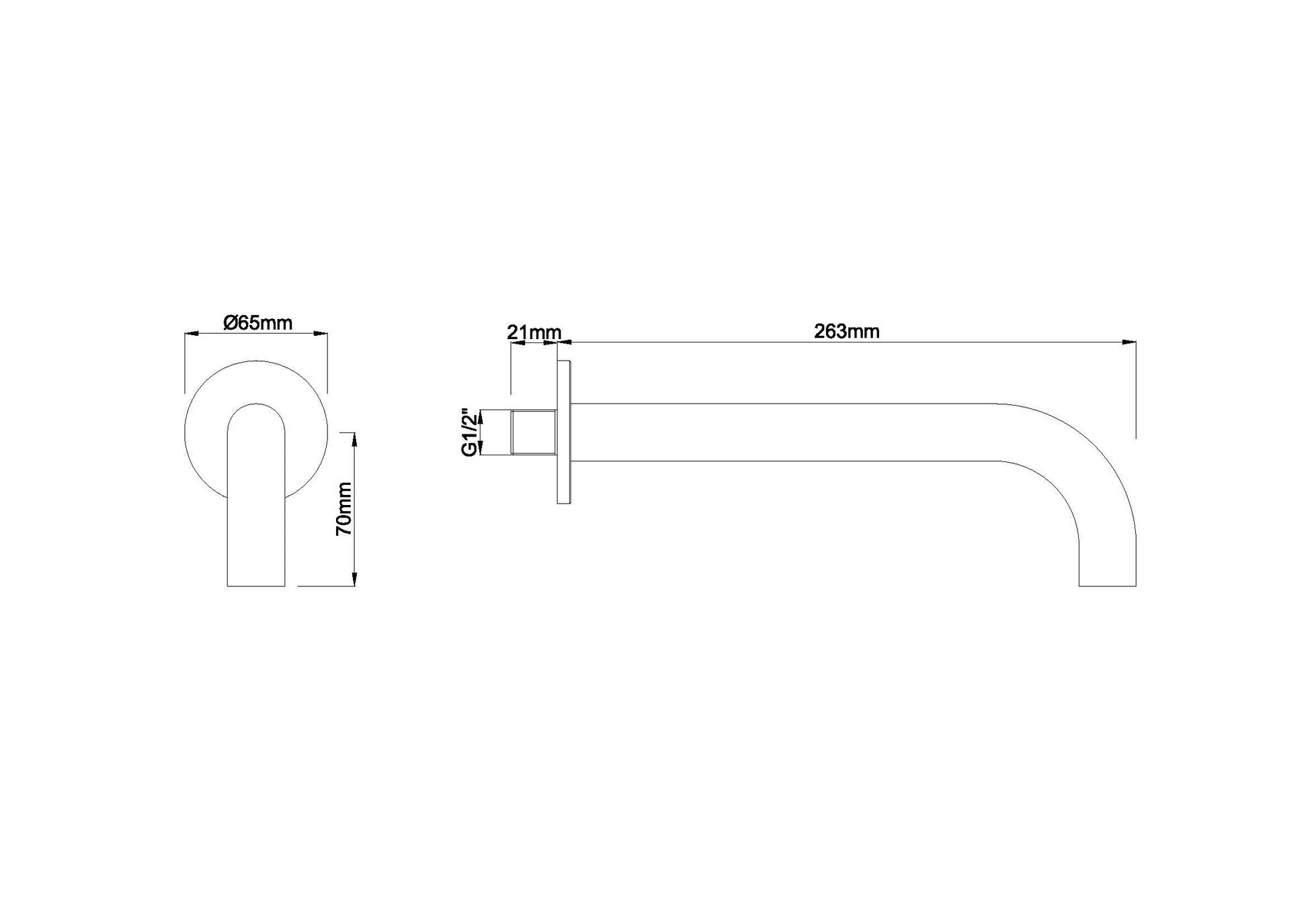 Wiesbaden inbouw-uitloop rond 25cm 1/2'' geborsteld koper - WDtegels