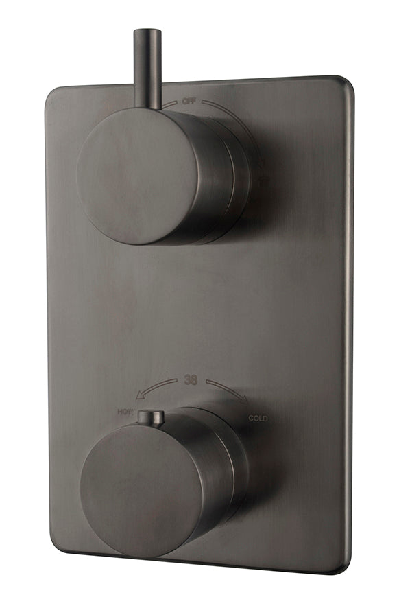 Caral afbouwdeel inbouwthermostaat 2 weg Gunmetal PVD - detailfoto
