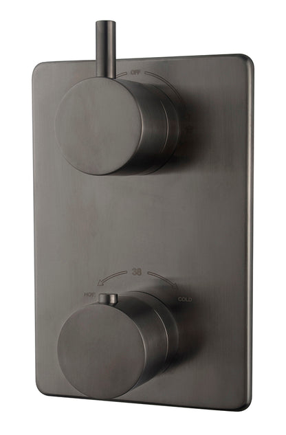 Caral afbouwdeel inbouwthermostaat 2 weg Gunmetal PVD - detailfoto
