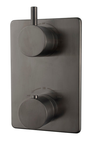 Caral afbouwdeel inbouwthermostaat 2 weg gunmetal PVD