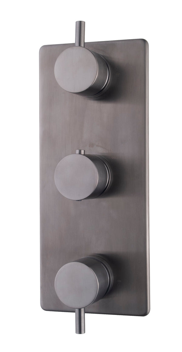 Caral afbouwdeel inbouwthermostaat 3 weg gunmetal PVD