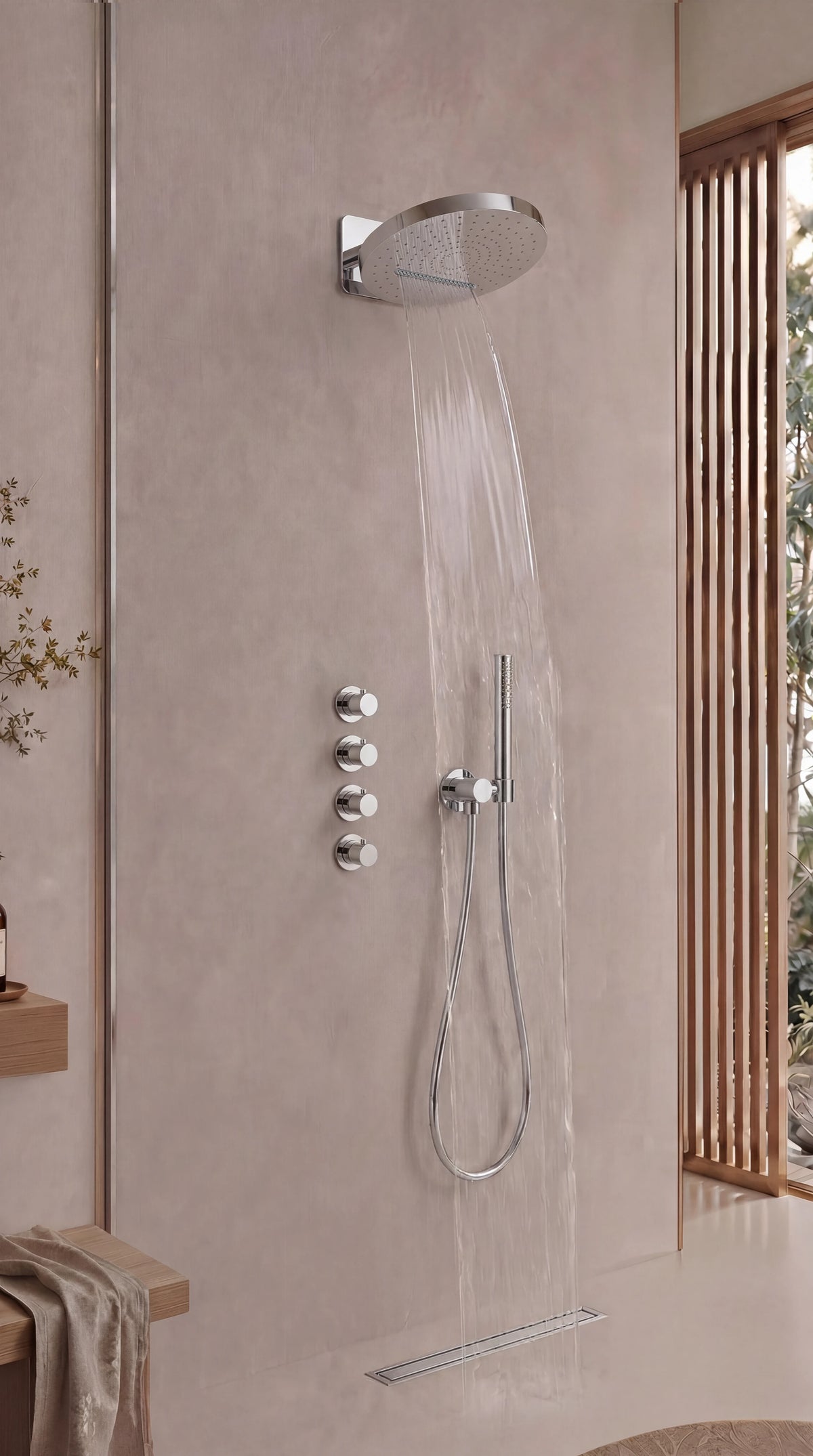 UniMatch Pluuto hoofddouche rond 2 standen met muurbevestiging Chroom - detailfoto