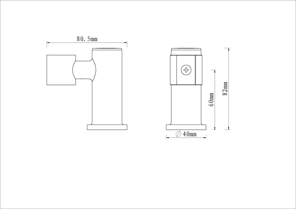 Maattekening UniMatch wandhanddouchehouder kantelbaar Gunmetal PVD