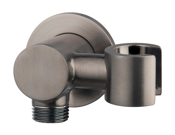 UniMatch wandaansluitbocht met kantelbare handdouchehouder rond 1/2" | Gunmetal PVD