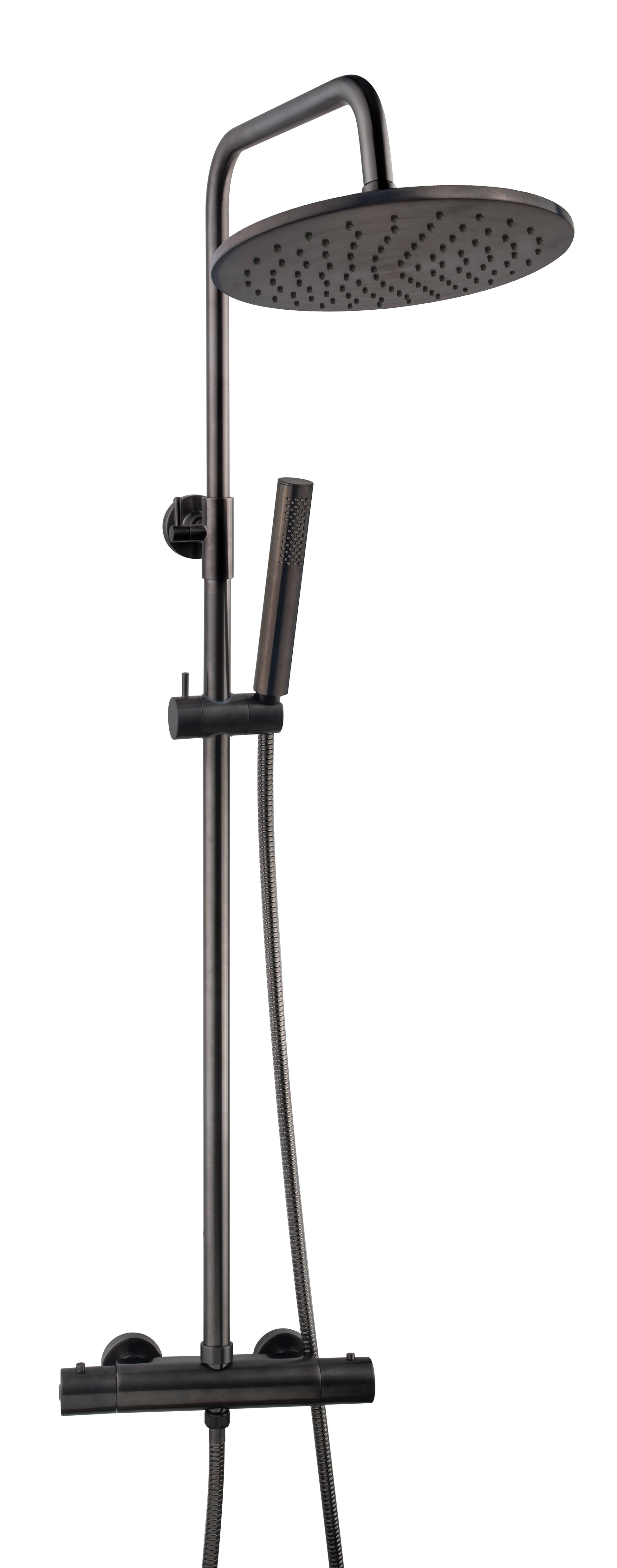 Caral thermostatische regendoucheset opbouw gunmetal PVD - WDtegels
