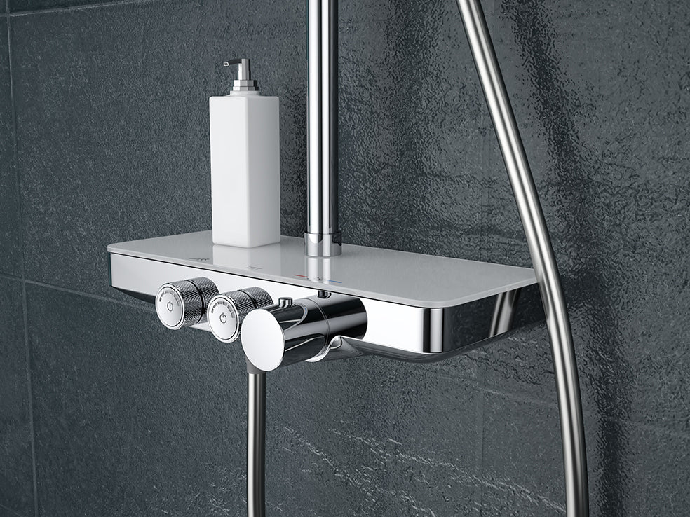 Nuovo thermostatische regendoucheset | Opbouw met planchet | Chroom - WDtegels