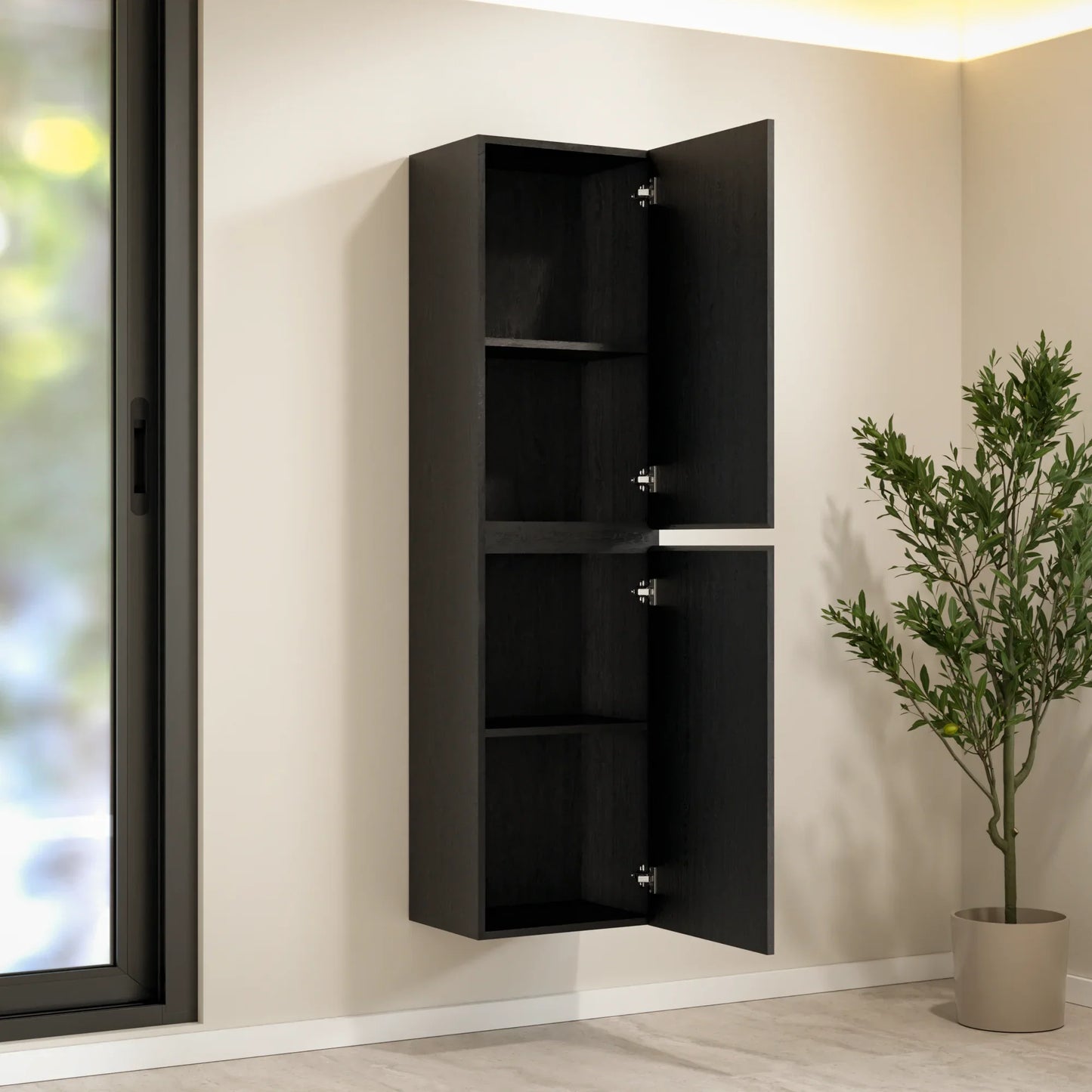 Kolomkast Ruvo - 150cm - Zwart Eiken - WDtegels