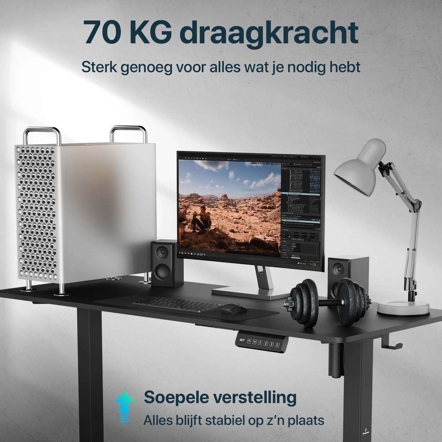 Flowsense Zit Sta Bureau - Verstelbaar Elektrisch Bureau - 140 x 60 cm - WDtegels