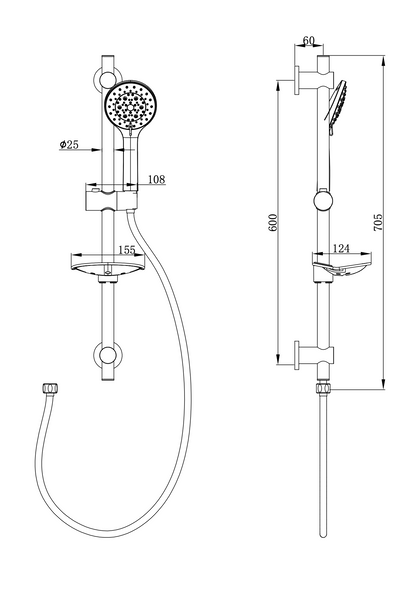 Glijstangset compleet | Chroom | 69cm - WDtegels