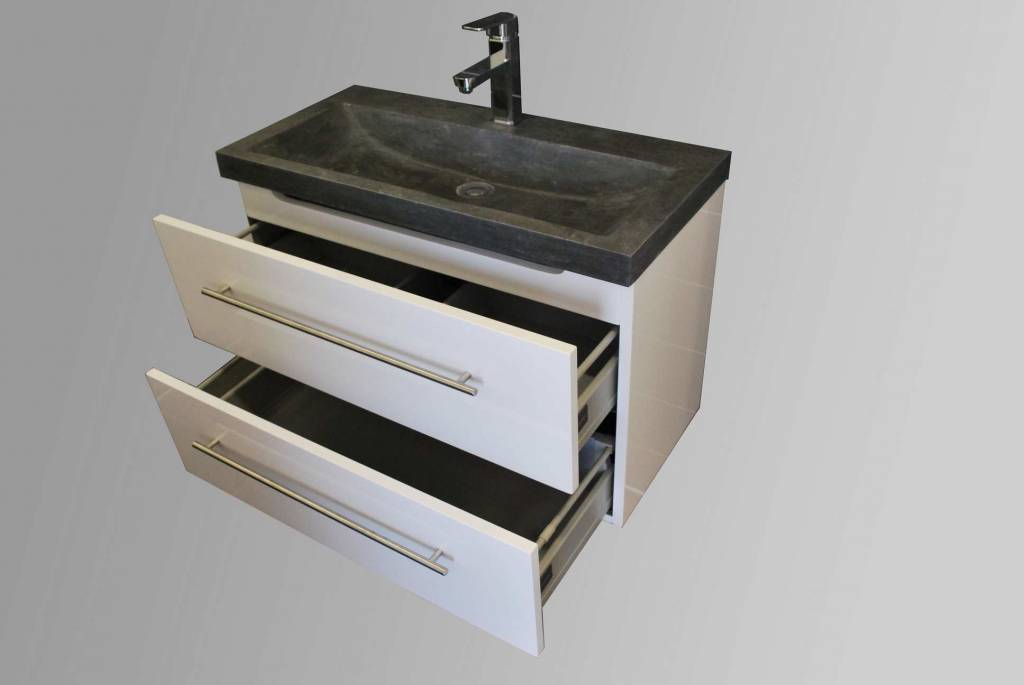 Badmeubel Compact Stone 80 Hoogglans Wit - WDtegels