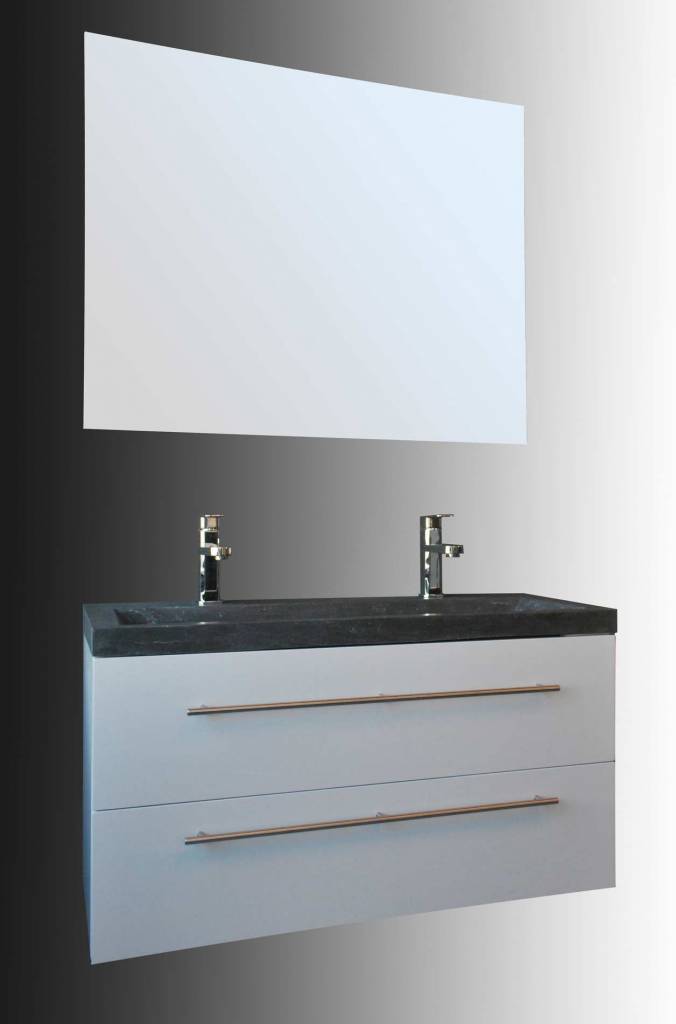 Badmeubel Compact Stone 100 Hoogglans Wit - WDtegels
