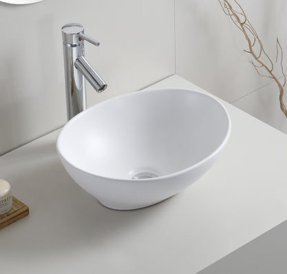 Barco waskom ovaal 40 x 33 x 14,5 cm keramiek mat wit - WDtegels