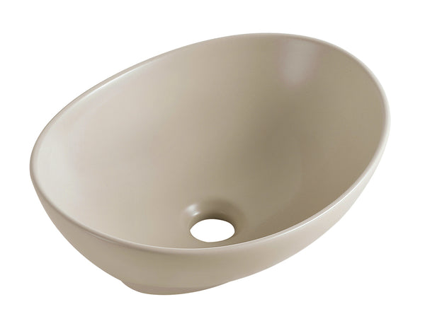 Lavabo sobre encimera Barco ovalado | 40x33x14,5cm | Cerámica | Beige