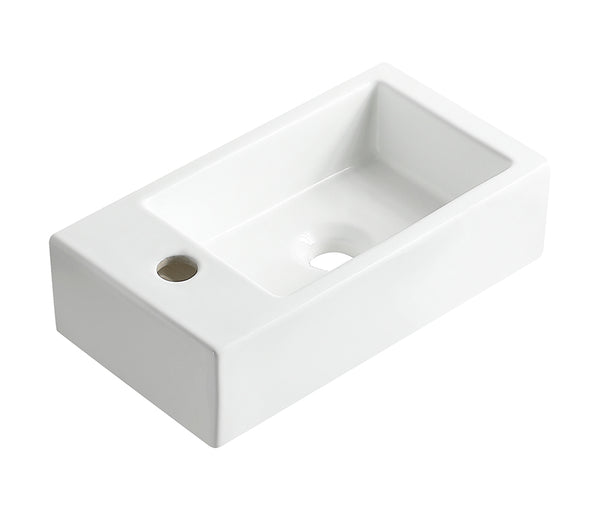Rhea M fontein links | 40x22x11cm | Keramiek glans wit