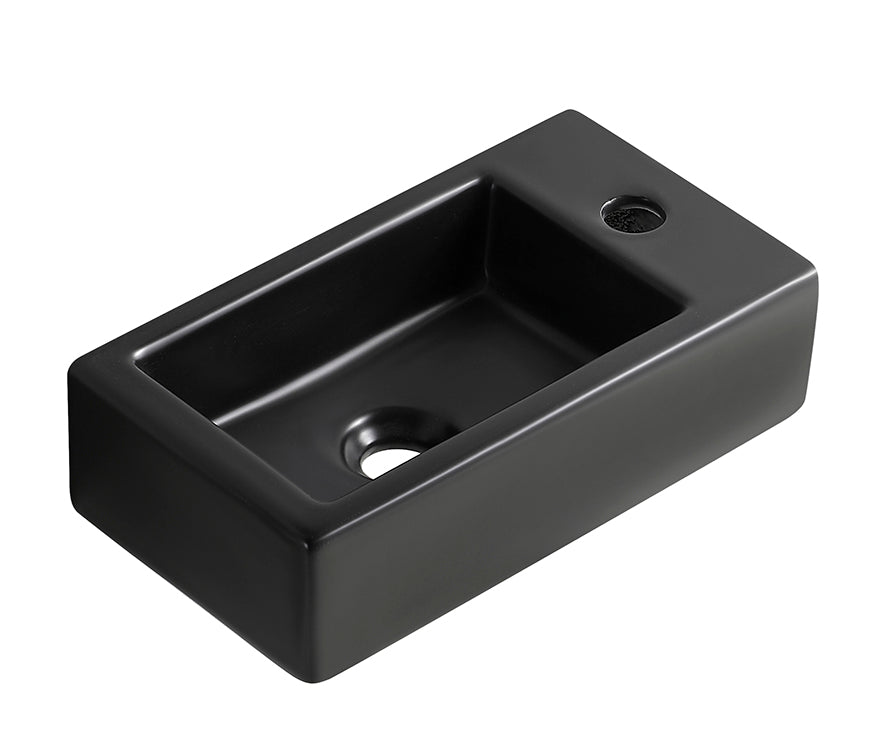 Rhea M fontein rechts 40 x 22 x 11 cm keramiek mat zwart - WDtegels