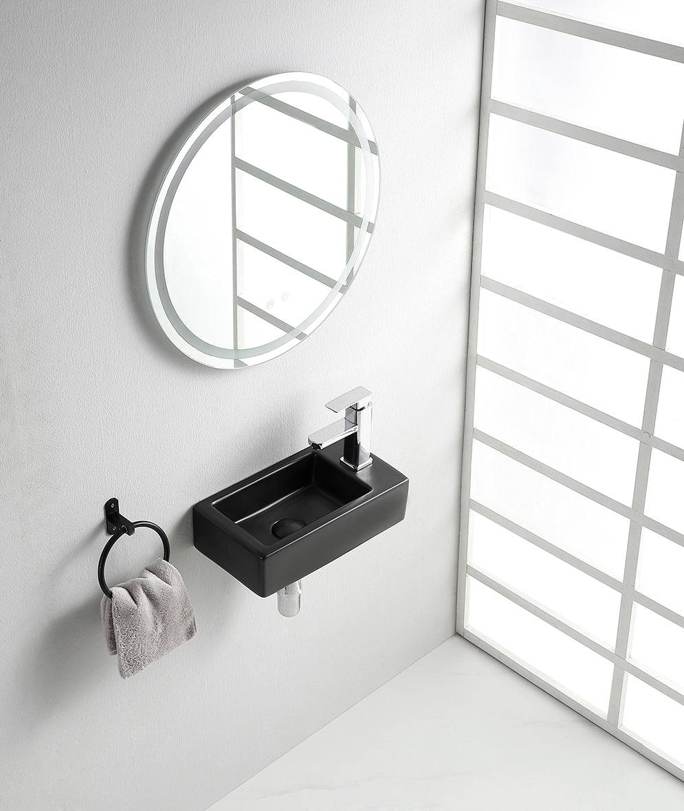 Rhea M fontein rechts 40 x 22 x 11 cm keramiek mat zwart - WDtegels