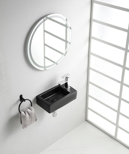 Rhea M fontein rechts 40 x 22 x 11 cm keramiek mat zwart - WDtegels