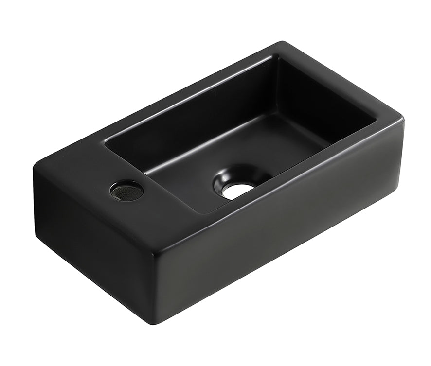 Rhea M fontein links 40 x 22 x 11 cm keramiek mat zwart - WDtegels