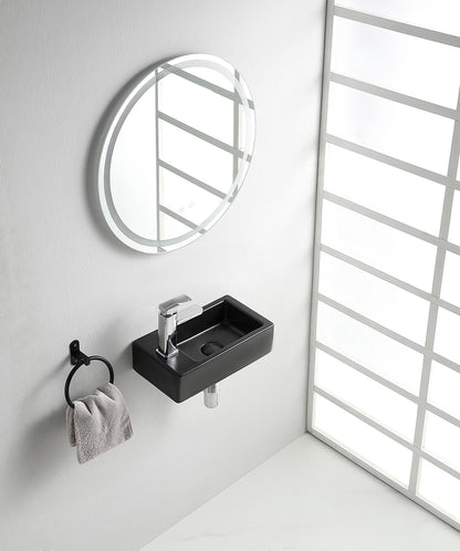 Rhea M fontein links 40 x 22 x 11 cm keramiek mat zwart - WDtegels