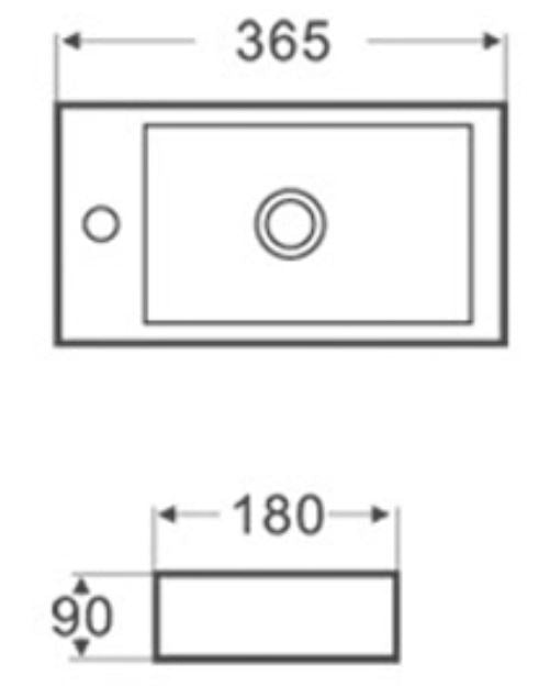 Wiesbaden Mini-Rhea links fontein 360x180x90 mat-wit