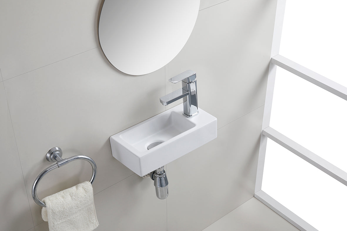 Rhea S mini fontein rechts 36,5 x 18 x 9 cm keramiek mat wit - WDtegels