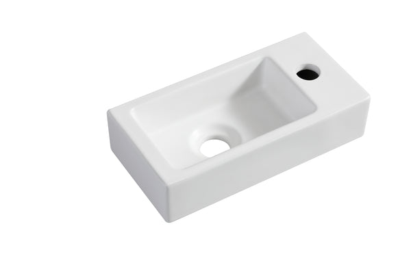 Rhea S mini fuente derecha | 36,5x18x9cm | Cerámica blanco mate
