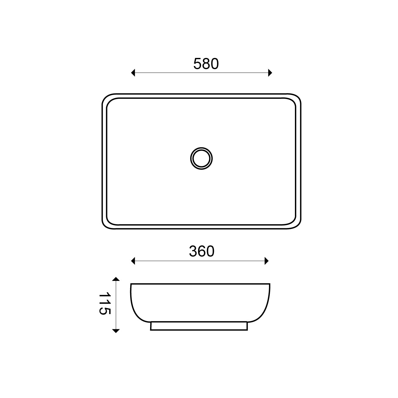 Lavabo Karé rectangular 58 x 36 x 11