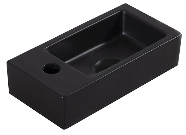 Rhea S mini fuente izquierda | 36,5x18x9cm | Cerámica negro mate