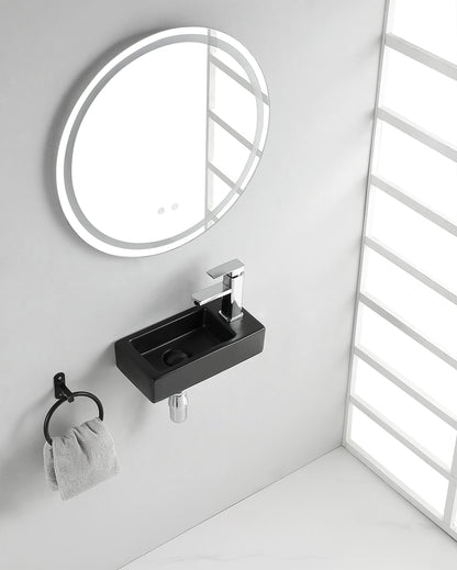 Rhea S mini fontein rechts 36,5 x 18 x 9 cm keramiek mat zwart - WDtegels