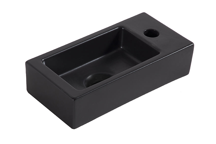 Rhea S mini fontein rechts 36,5 x 18 x 9 cm keramiek mat zwart - WDtegels
