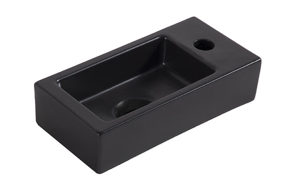 Rhea S mini fuente derecha | 36,5x18x9cm | Cerámica negro mate