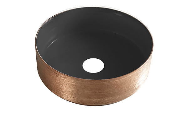 Mondri washbasin round 36 x 36 x 12 cm matt black/brushed bronze copper