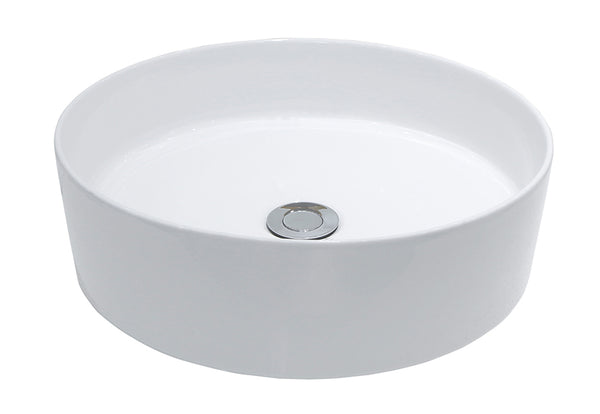 Lavabo de encimera redondo | 40x12cm | Cerámica | Blanco mate